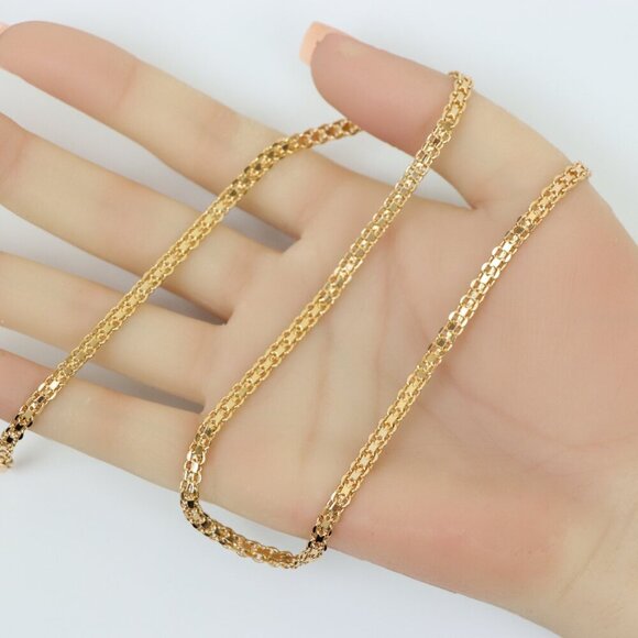 "Classic Rose Gold Flat Link Chain Necklace for Everyday Elegance, XPNL0166 - Picture 5 of 12